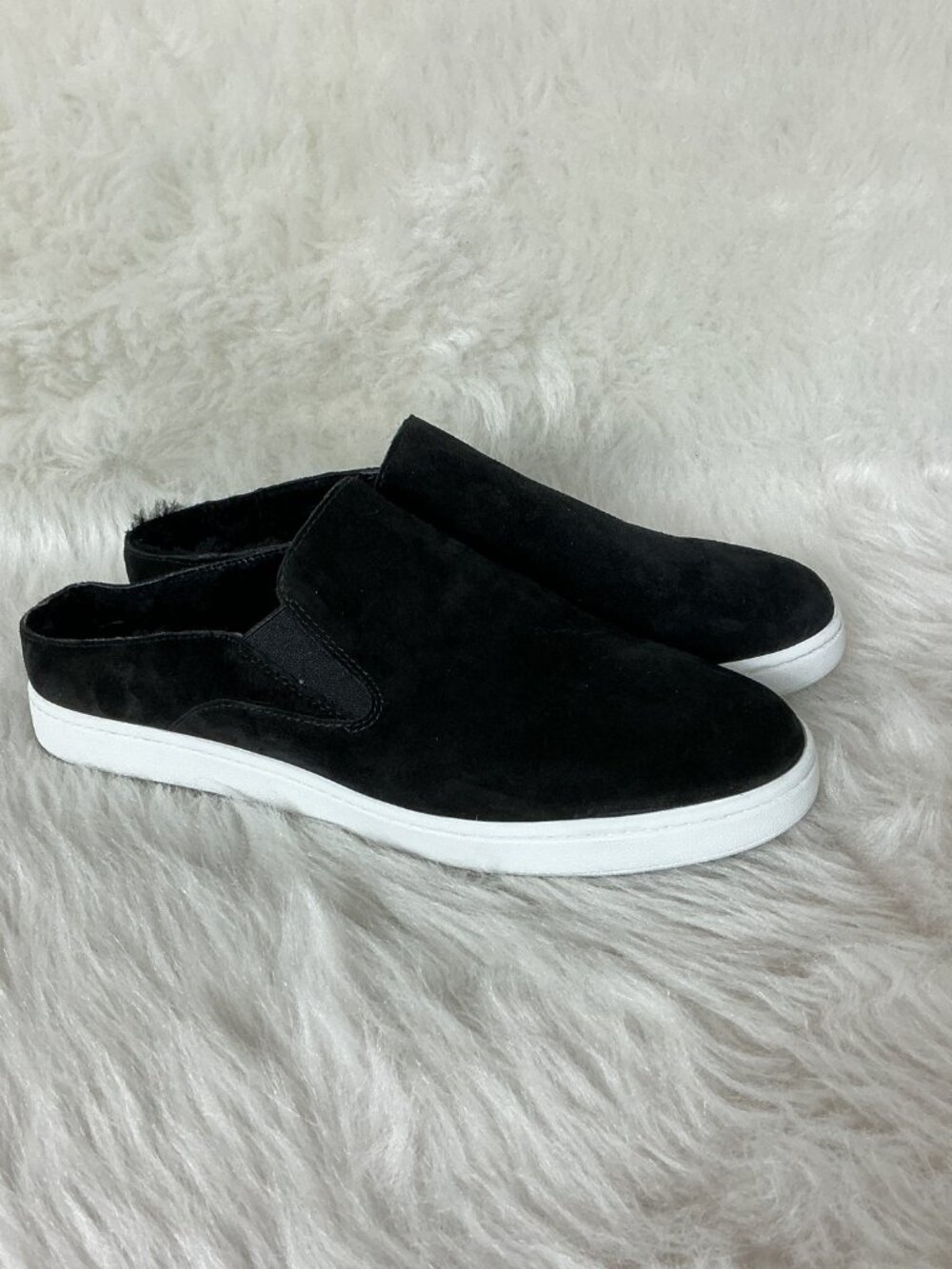 Vince Black Suede Sheep Shearling Lined Verrell Mule Sneakers 9M
